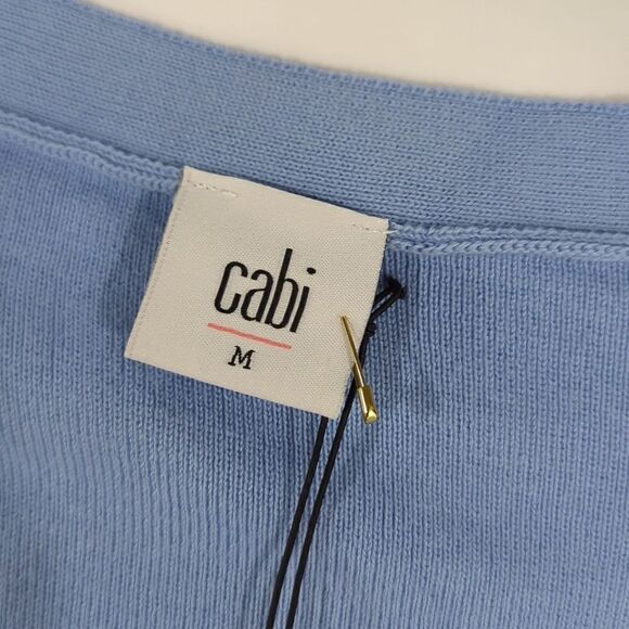 Cabi Womens Sweater Medium Blue #5140 Cut Out Sweater Cardigan Periwinkle NWT - Picture 4 of 9